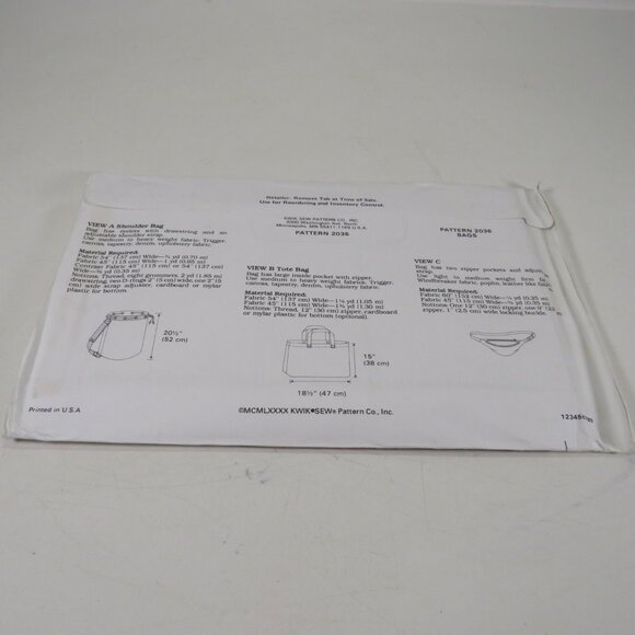 Kwik Sew 2036 Sewing Pattern Purses/Bags 3 styles/sizes UNCUT unopened - Picture 6 of 6